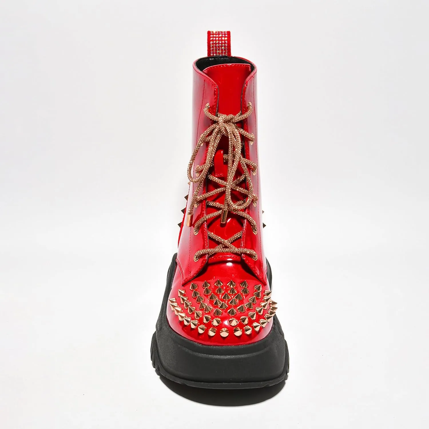 Jadey Spike Studs Rhinestone Chunky Lug Boots (Jadey)
