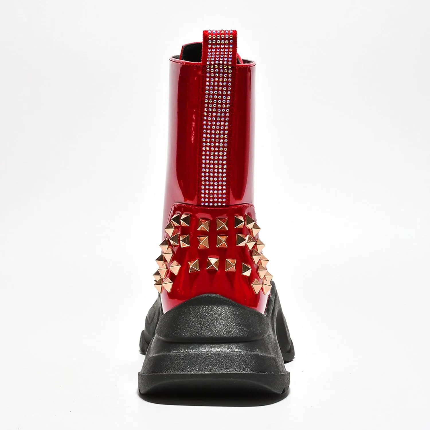 Jadey Spike Studs Rhinestone Chunky Lug Boots (Jadey)