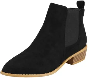 JEGULV Ankle Booties for Women Low Heel Dressy Fashion Pointed Toe Faux Stacked Chunky Heels Side Zipper Booties Shoes
