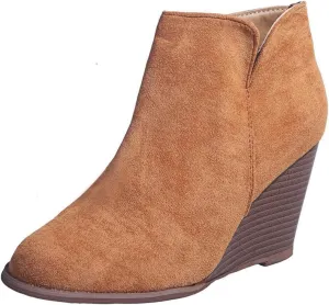 JEGULV Ankle Booties for Women Low Heel Dressy Fashion Pointed Toe Faux Stacked Chunky Heels Side Zipper Booties Shoes