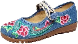 JYHBHMZG Spring Handmade Thailand Ballet Flats Women Casual Flower Embroidery Cotton Shoes Asakuchi Breathable Shoes