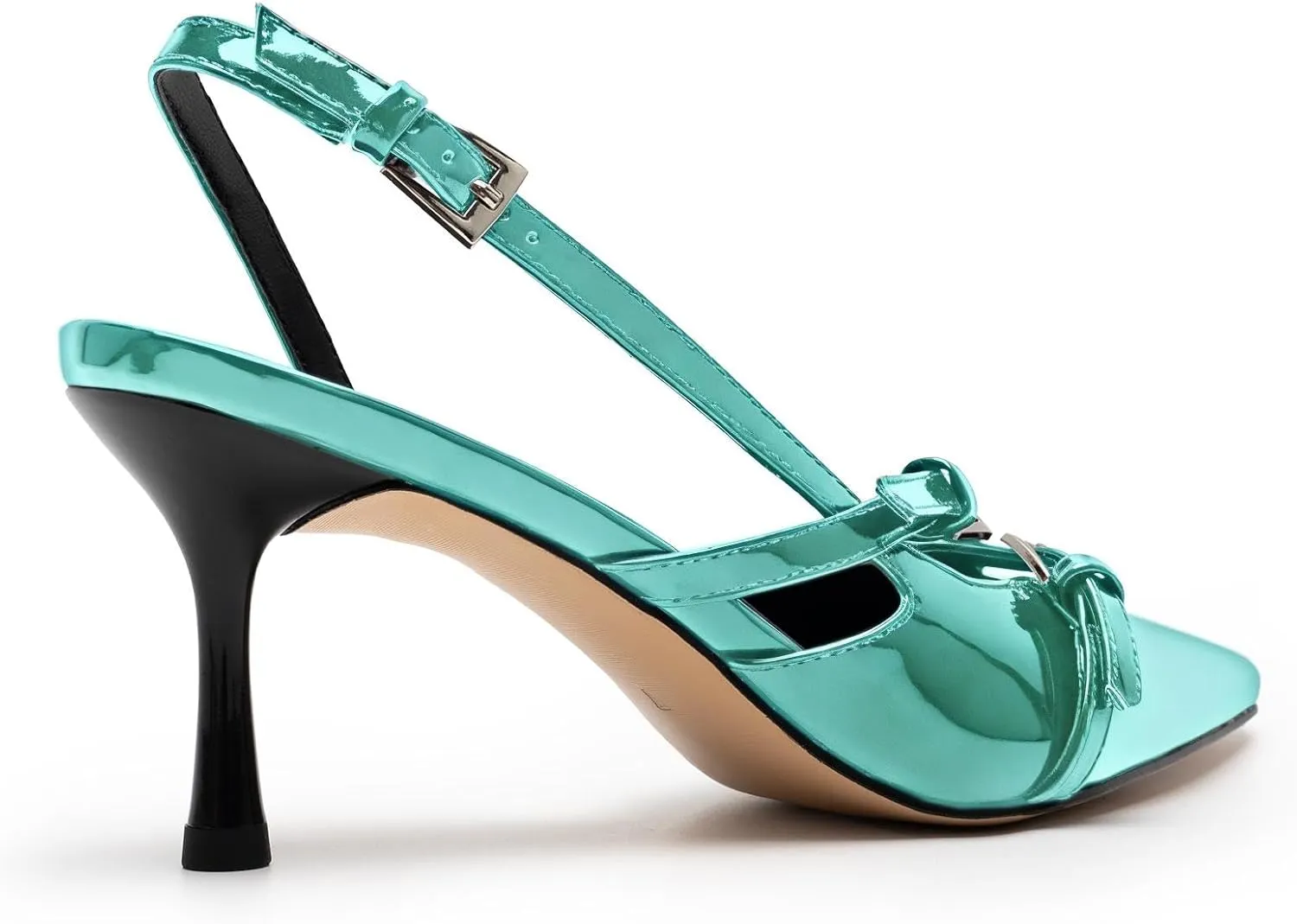 KaroNairy Kitten Heels for Women Pointed Toe Slingback Heels Closed Toe Wedding Dress Pumps with Buckles