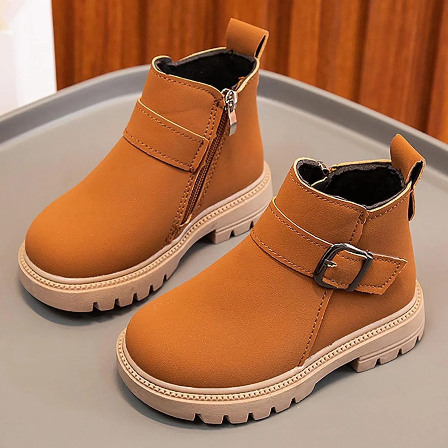 Kids Ankle Booties Lace up Work Boot Combat Booties Riding Boots Lace up Non-Slip Short Boots Winter Snow Boots