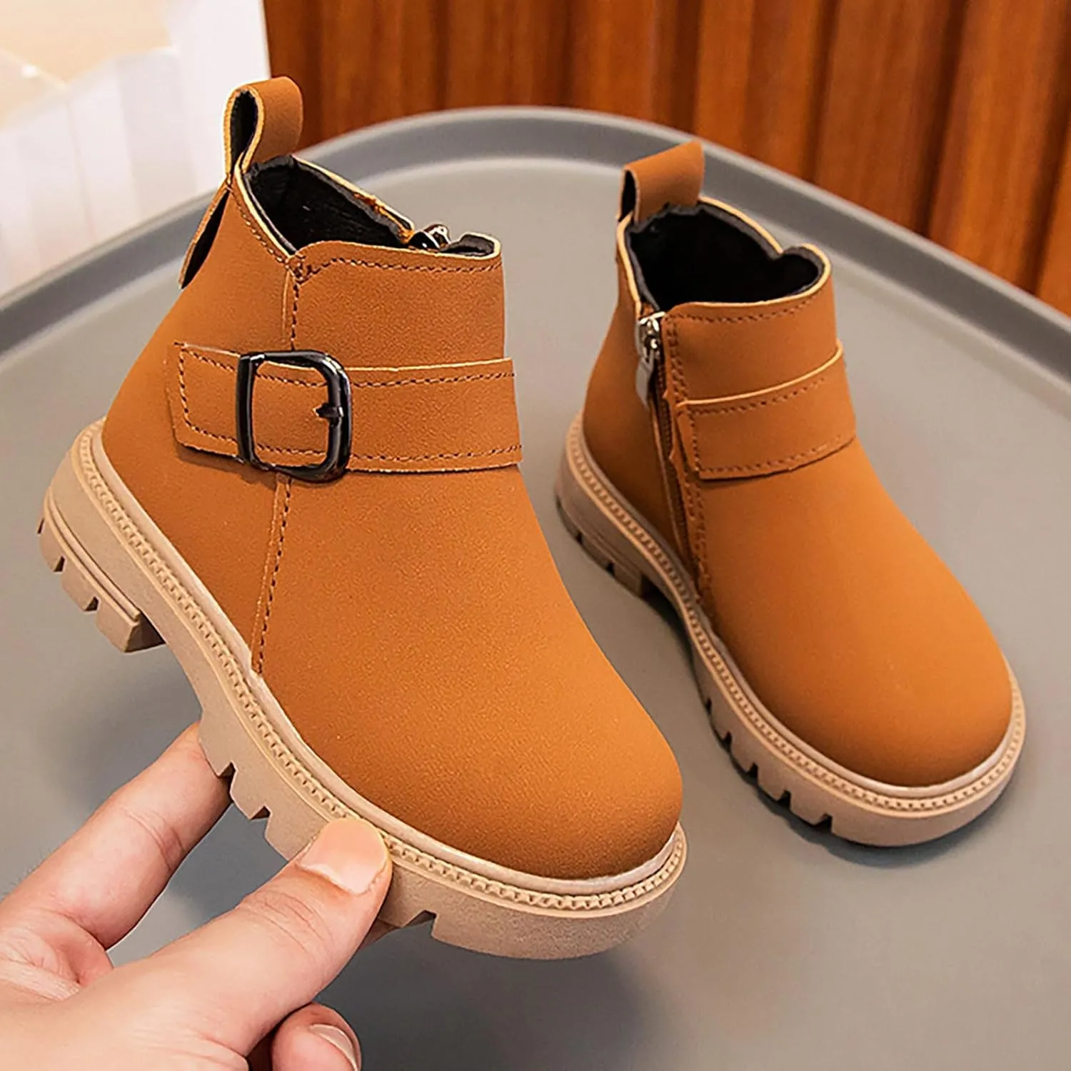 Kids Ankle Booties Lace up Work Boot Combat Booties Riding Boots Lace up Non-Slip Short Boots Winter Snow Boots