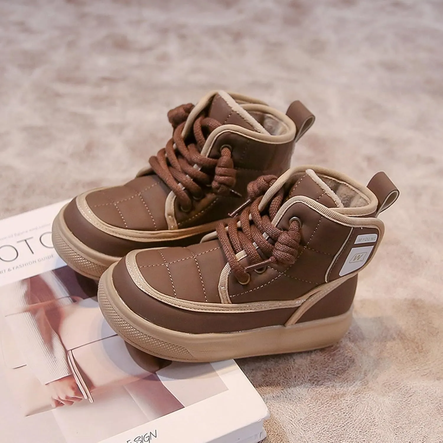 Kids Ankle Boots Boys And Girls Spring And Autumn Winter Fashion Thick Baby Cotton Boots Children's Two Walking Boot