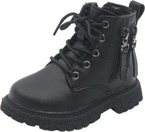 Kids Ankle Boots Boys Girls PU Leather Warm Hiking Snow Boots Girls Ankle Boots Size 2 3 4 5 6 7 8