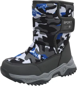 Kids Boys Girls Snow Boots Faux Fur Lined Mid Calf Shoes Waterproof Cold Weather Snow Boots for Girls