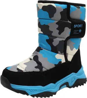 Kids Boys Girls Snow Boots Faux Fur Lined Mid Calf Shoes Waterproof Cold Weather Snow Boots for Girls