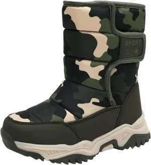 Kids Boys Girls Snow Boots Faux Fur Lined Mid Calf Shoes Waterproof Cold Weather Snow Boots for Girls