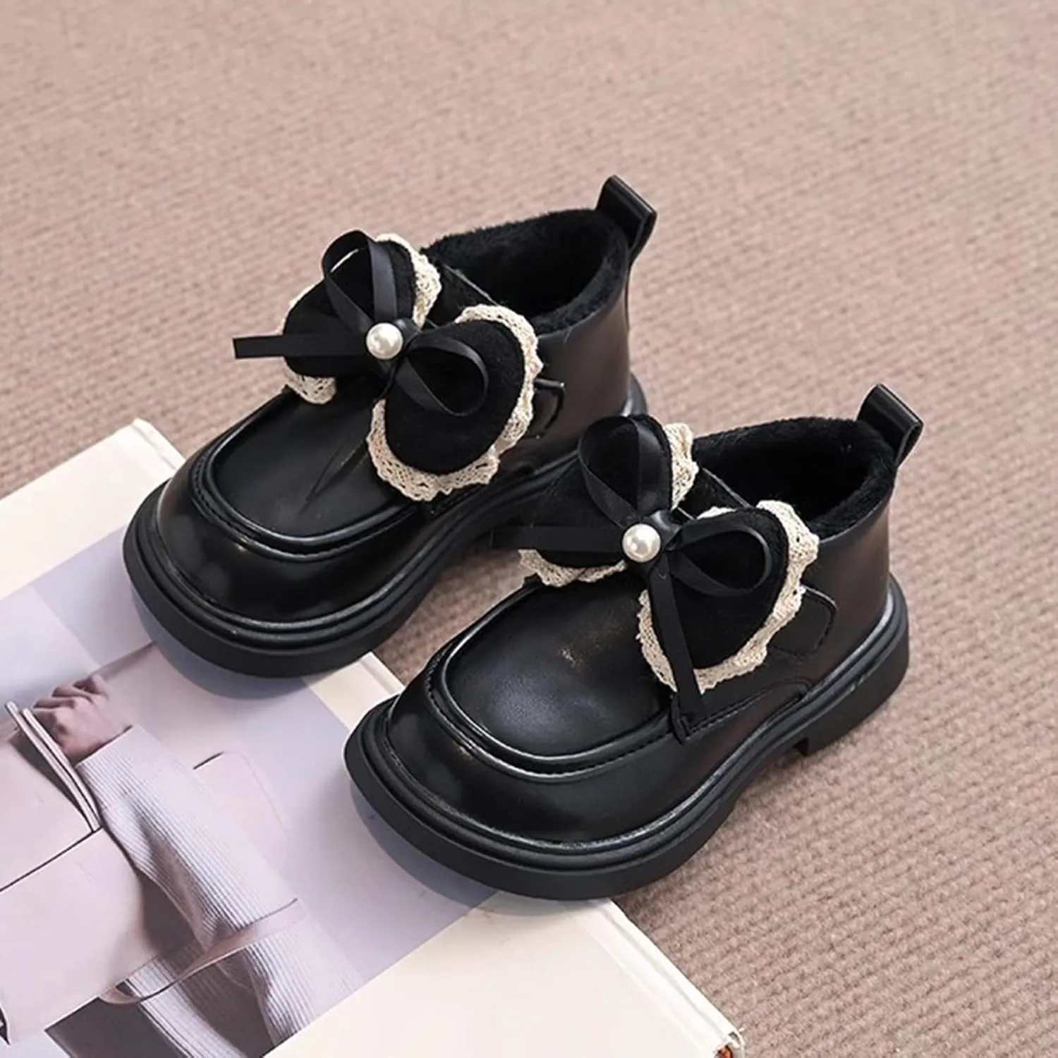 Kids Girls Ankle Bootie Girls Spring Autumn Winter Plus Velvet Warm Short Boots Soft Bottom Non Classic Hiking Boots