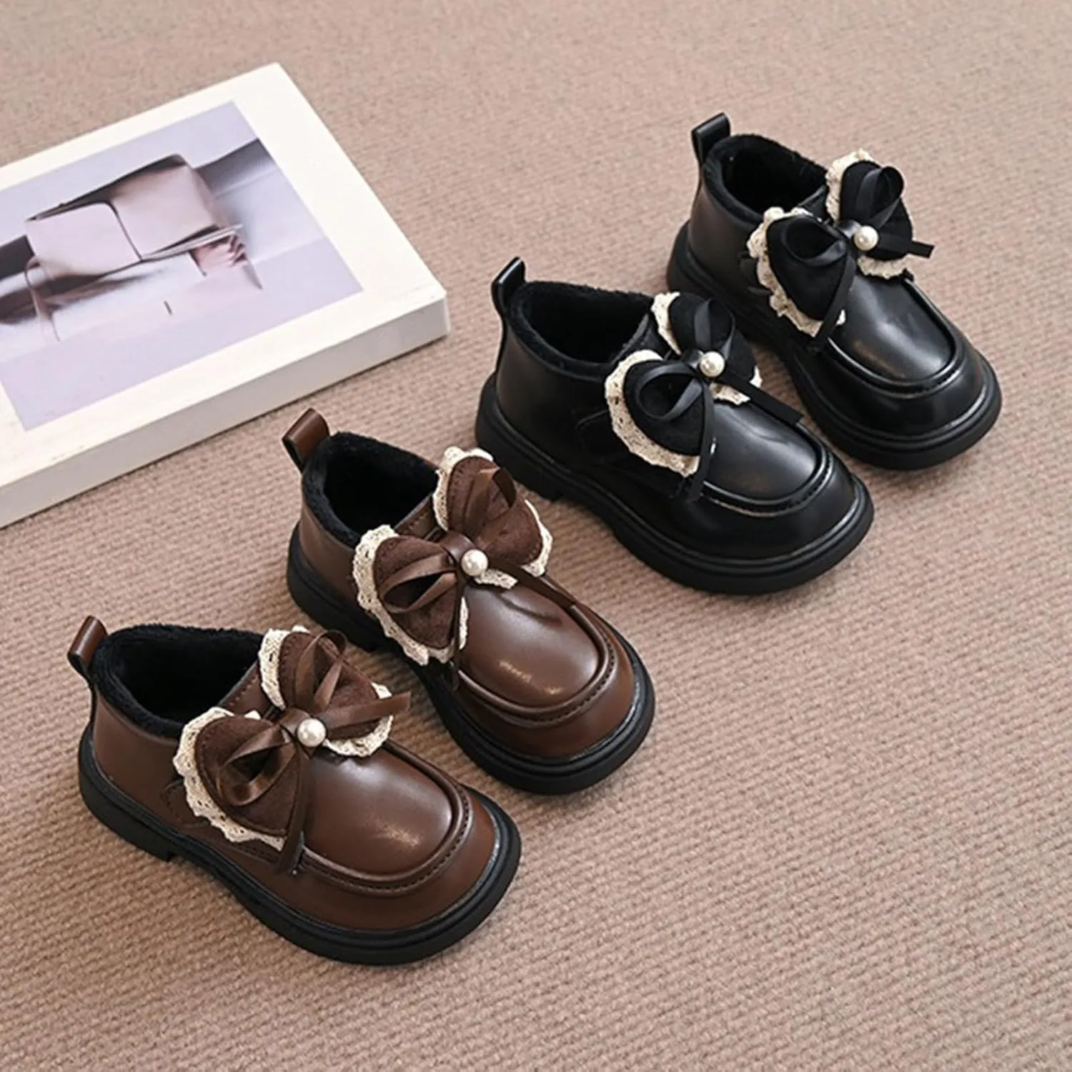Kids Girls Ankle Bootie Girls Spring Autumn Winter Plus Velvet Warm Short Boots Soft Bottom Non Classic Hiking Boots