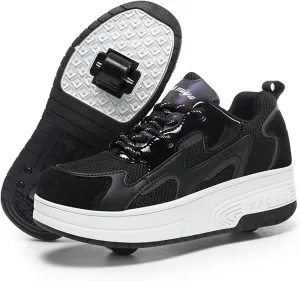 Kids Roller Skate Shoes with Wheels Roller Sneakers for Boys Girls Kids Deformation Wheeled Shoes ﻿