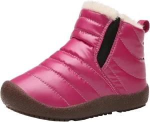 Kids Snow Boots for Boys Girls Cozy Fleece Snow Boots Kids Ankle Booties Non-Slip Zip Snow Boots for Indoor Outdoor