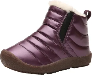 Kids Snow Boots for Boys Girls Cozy Fleece Snow Boots Kids Ankle Booties Non-Slip Zip Snow Boots for Indoor Outdoor