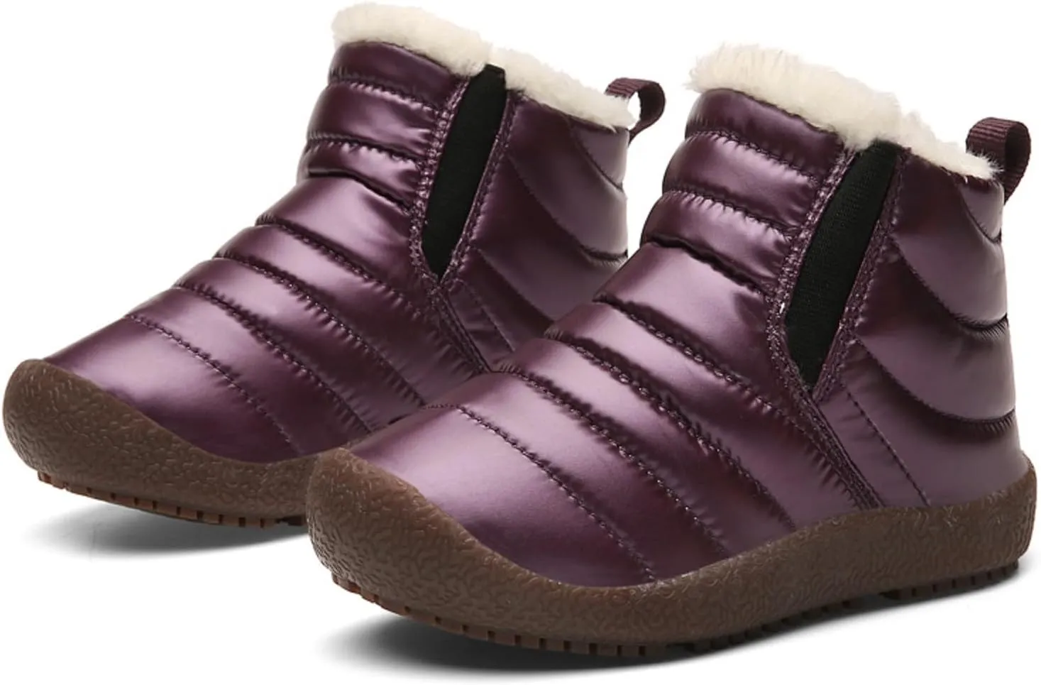 Kids Snow Boots for Boys Girls Cozy Fleece Snow Boots Kids Ankle Booties Non-Slip Zip Snow Boots for Indoor Outdoor