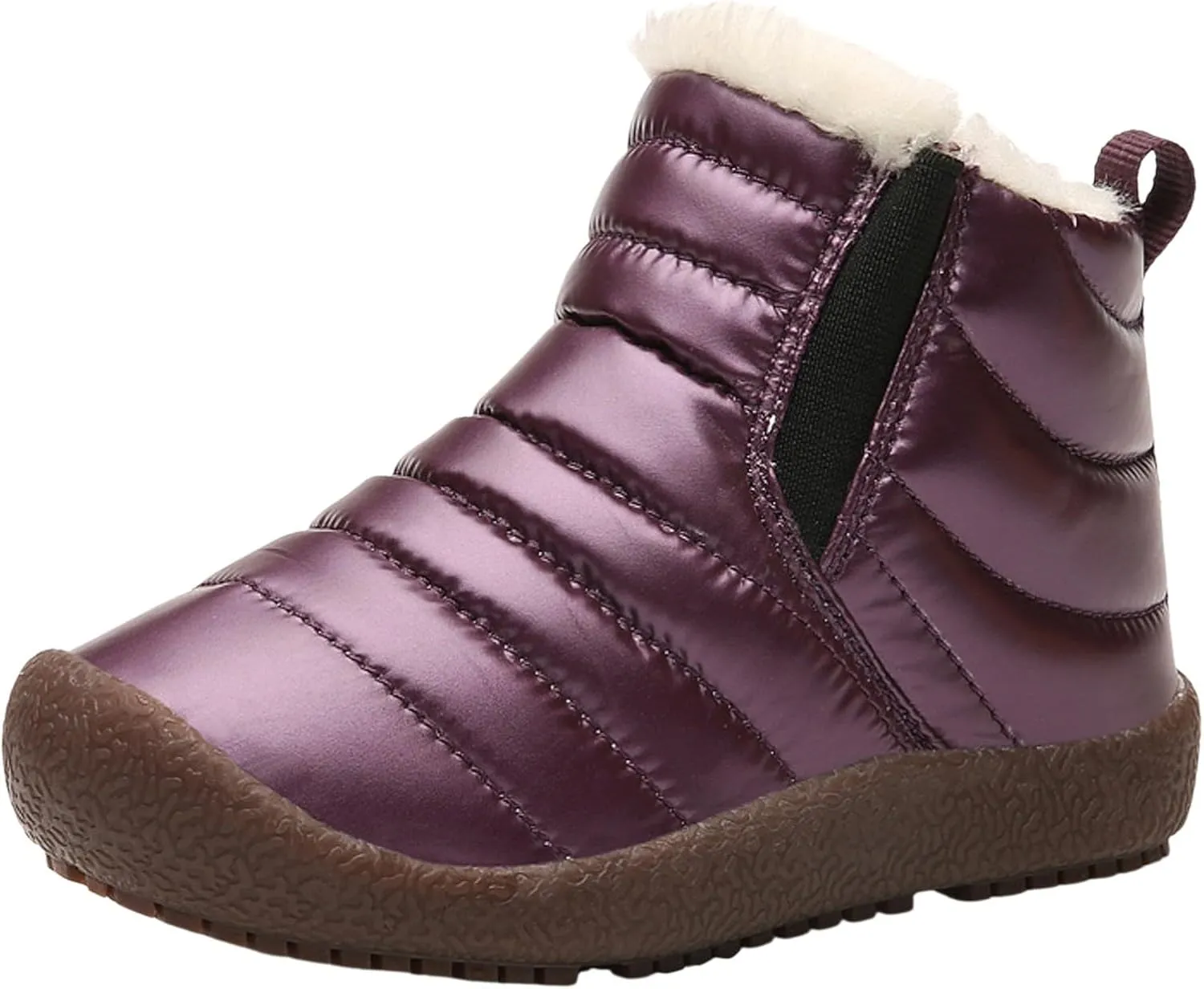 Kids Snow Boots for Boys Girls Cozy Fleece Snow Boots Kids Ankle Booties Non-Slip Zip Snow Boots for Indoor Outdoor