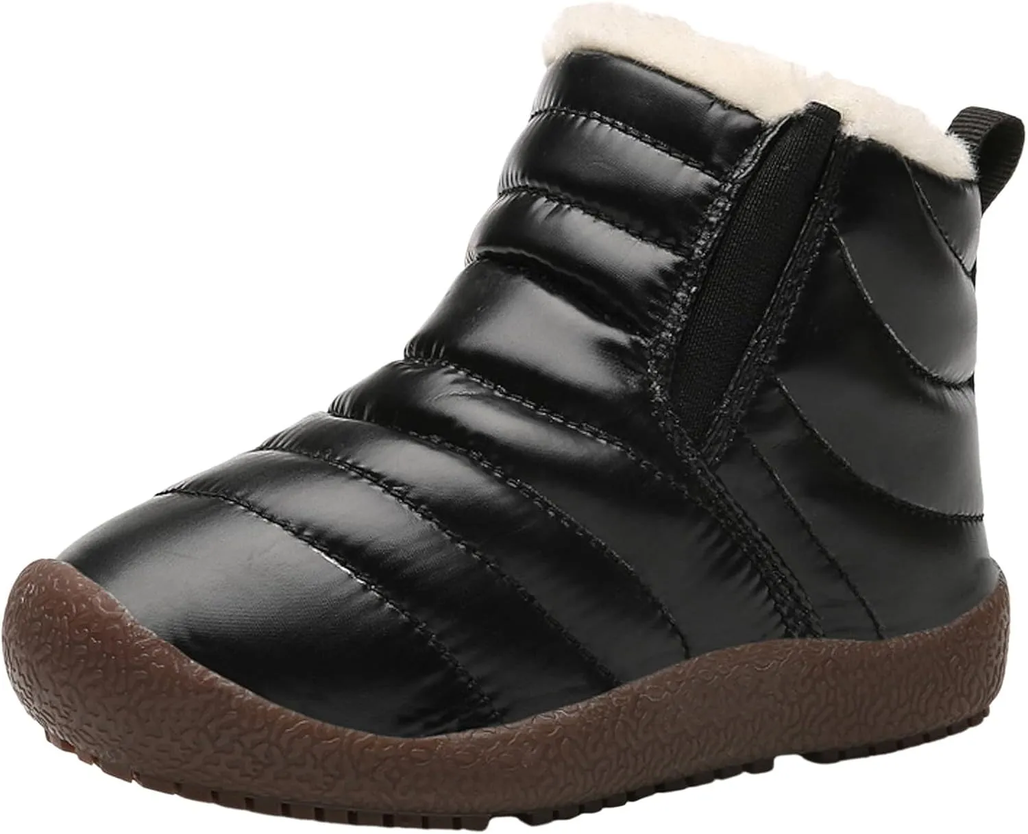 Kids Snow Boots for Boys Girls Cozy Fleece Snow Boots Kids Ankle Booties Non-Slip Zip Snow Boots for Indoor Outdoor