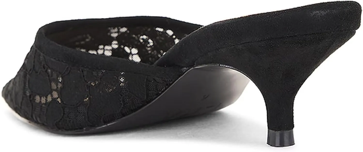 KISSASA Slingback Kitten Heels Mules for Women Pointed Toe Breathable Mesh Slip on Heeled Sandals Backless Pumps