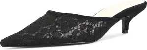 KISSASA Slingback Kitten Heels Mules for Women Pointed Toe Breathable Mesh Slip on Heeled Sandals Backless Pumps