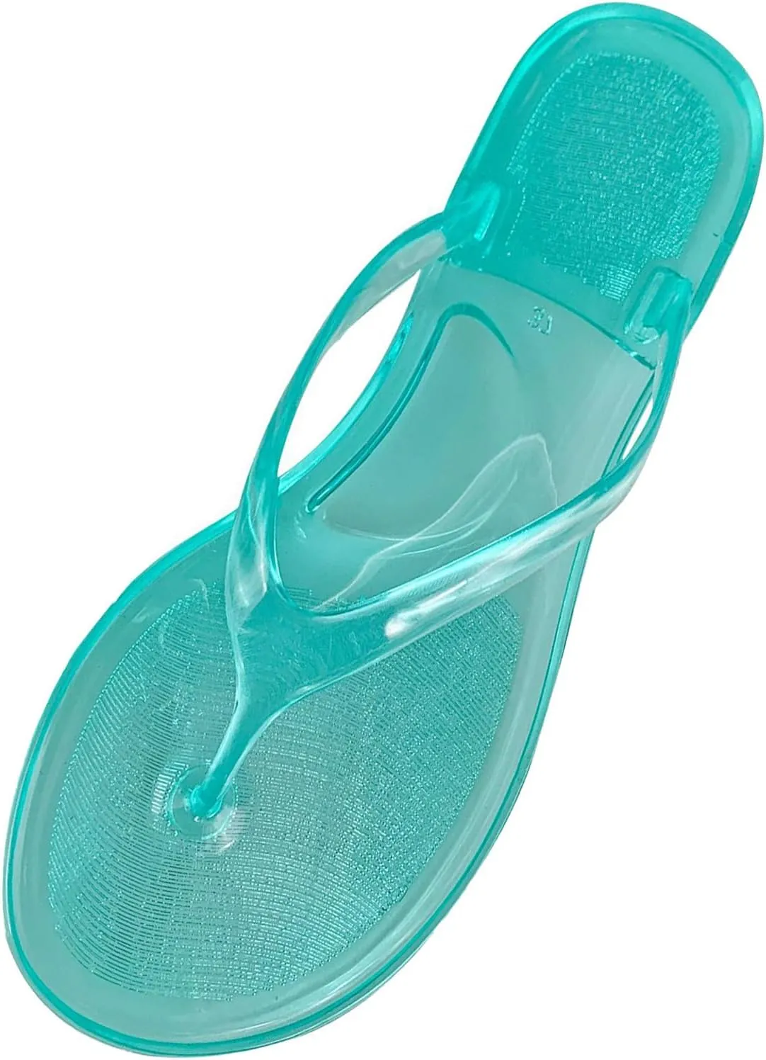 Ladies Summer Transparent Jelly Crystal Flat Bottom Toe Flip Flops Beach Sandal Slippers Womens Boot Slippers Size 6