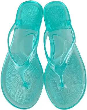 Ladies Summer Transparent Jelly Crystal Flat Bottom Toe Flip Flops Beach Sandal Slippers Womens Boot Slippers Size 6