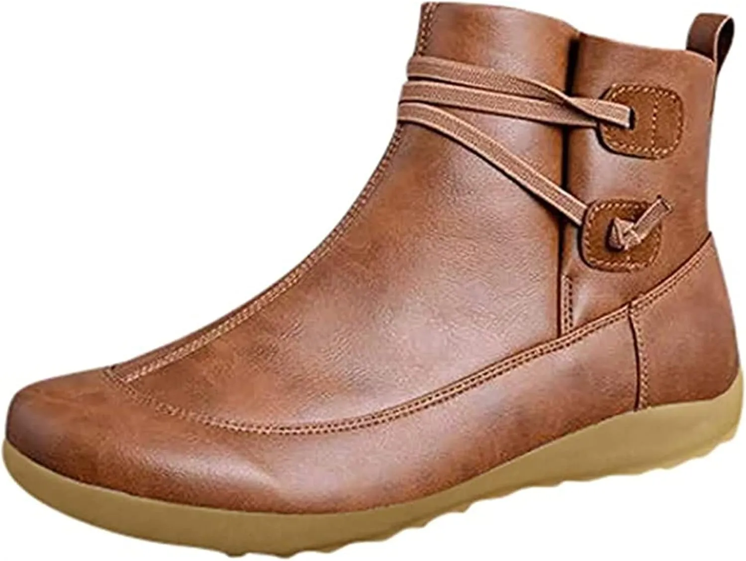 Ladmiple Boots For Women Ankle Booties Western Cowboy Cowgirl Round Toe Short Booties Classic High Top Combat Walking Shoes