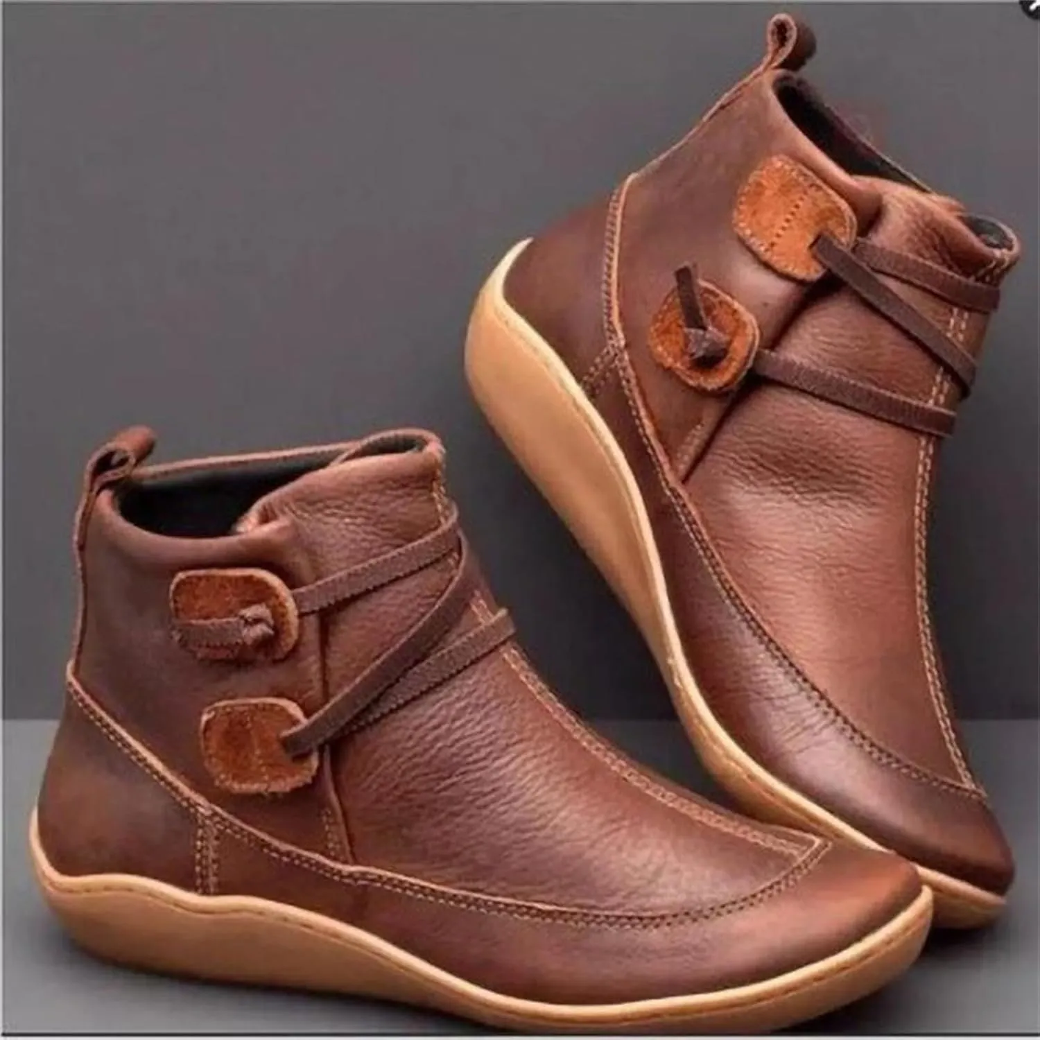 Ladmiple Boots For Women Ankle Booties Western Cowboy Cowgirl Round Toe Short Booties Classic High Top Combat Walking Shoes
