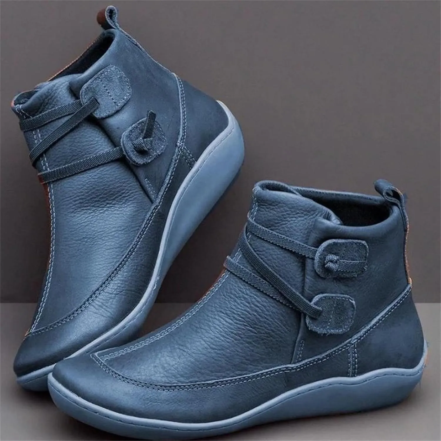 Ladmiple Boots For Women Ankle Booties Western Cowboy Cowgirl Round Toe Short Booties Classic High Top Combat Walking Shoes