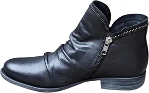 Ladmiple Boots For Women Ankle Booties Western Cowboy Cowgirl Round Toe Short Booties Classic High Top Combat Walking Shoes