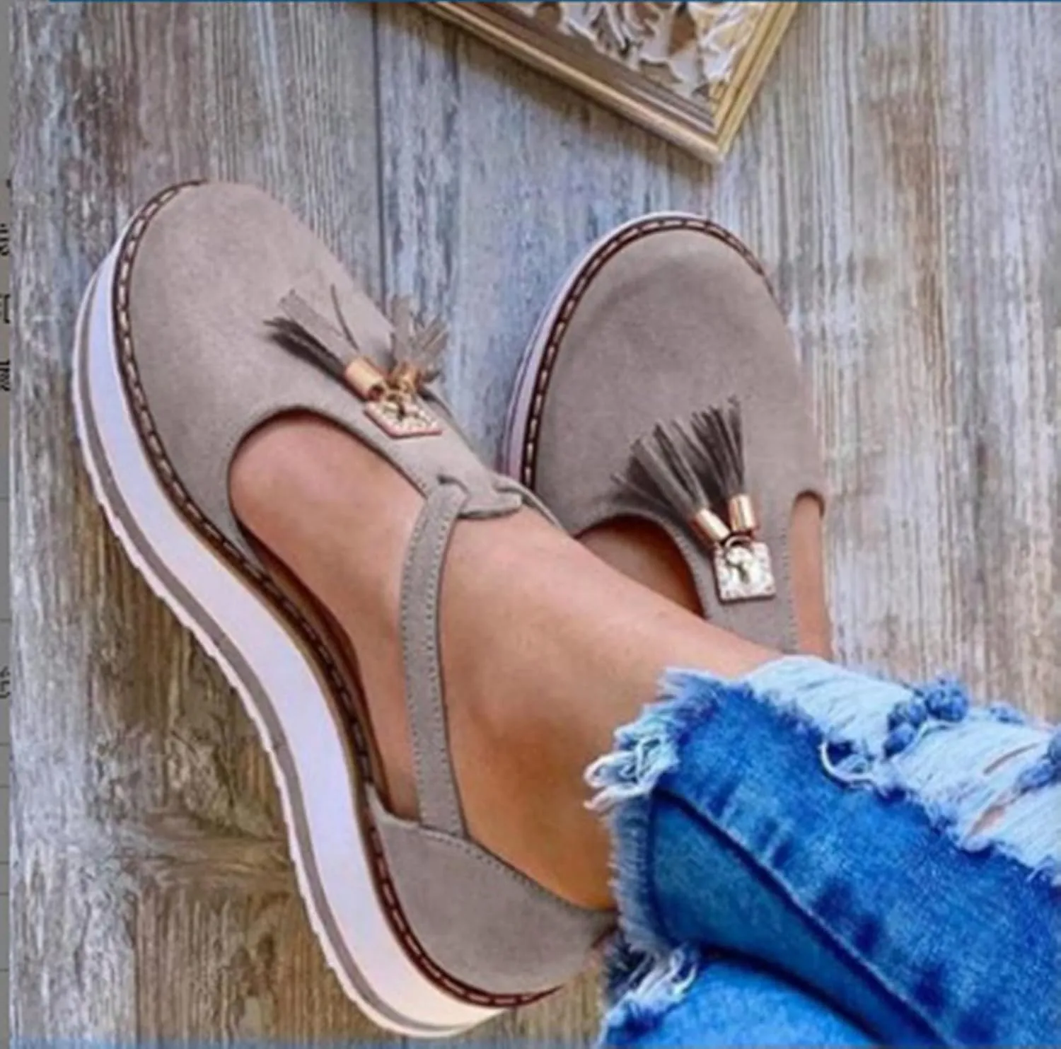 Ladmiple Platform Shoes For Women Dressy Size 11 Women's Low Top Sneakers Slip On Canvas Shoes Comfort Platform Walking Shoes Dressy Casual Summer Fashion Non Slip Flats Loafers