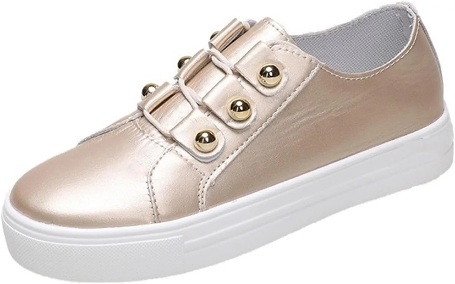Ladmiple Shoes For Women Dressy Casual Flats Leather Sneakers Low Top Lace Up Fashion Comfortable Summer Slip On Loafers