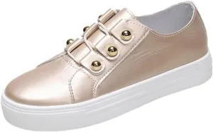 Ladmiple Shoes For Women Dressy Casual Flats Leather Sneakers Low Top Lace Up Fashion Comfortable Summer Slip On Loafers