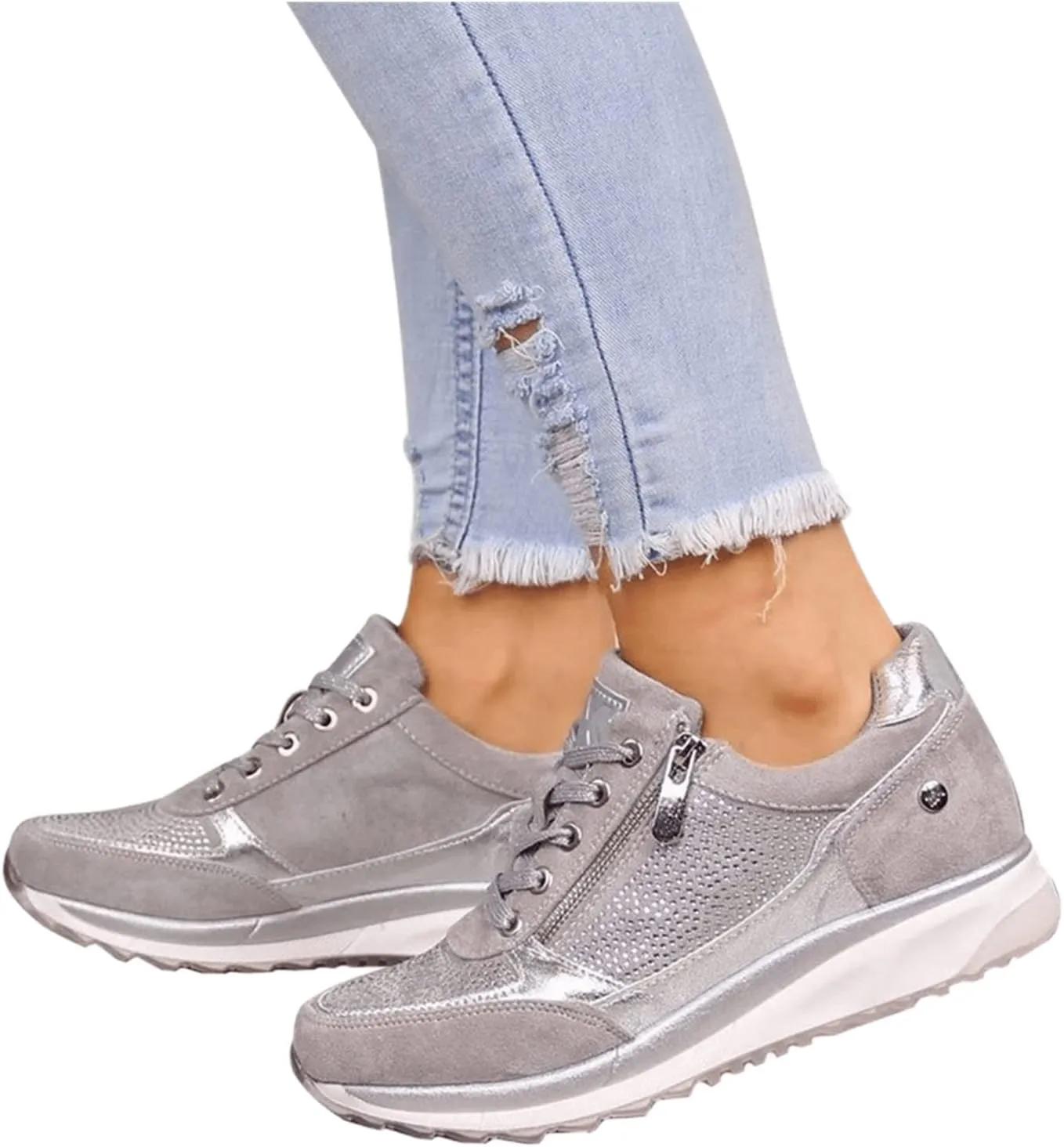 Ladmiple Shoes For Women Sneakers Slip Ons Lace ups Casual Leather Walking Shoes Summer Fashion Platform Flats Loafers