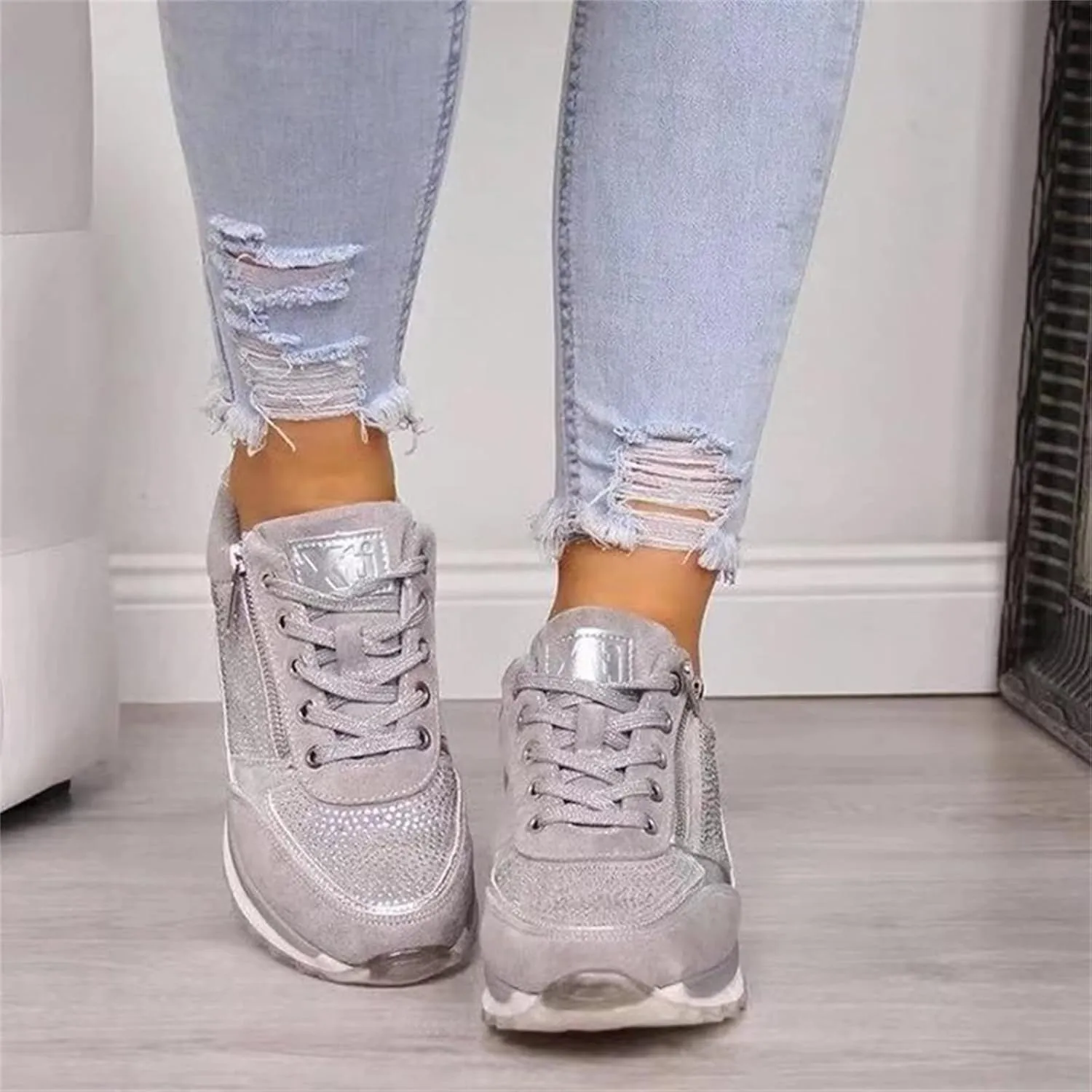 Ladmiple Shoes For Women Sneakers Slip Ons Lace ups Casual Leather Walking Shoes Summer Fashion Platform Flats Loafers