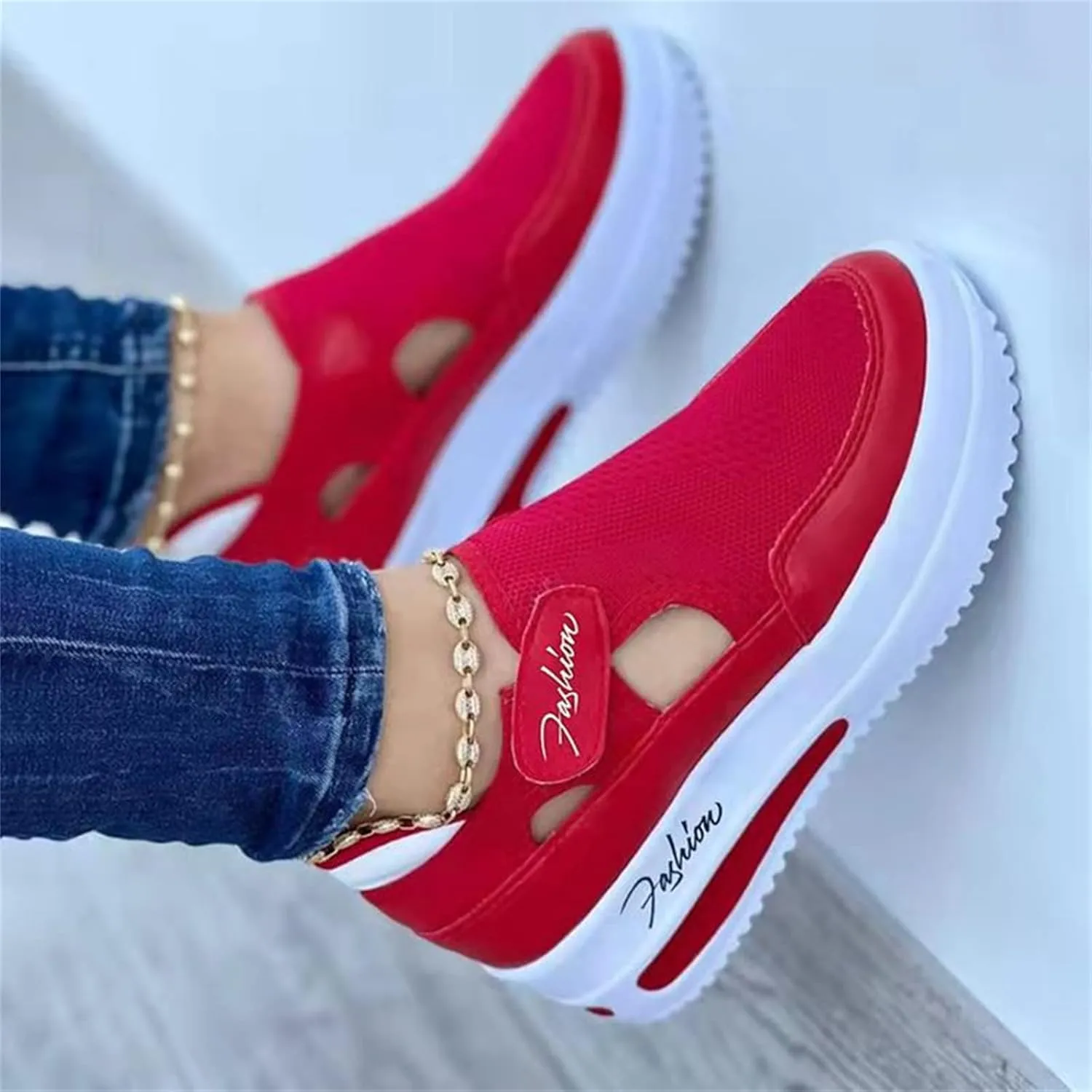 Ladmiple Sneakers For Women Slip On Wide Width Leather Walking Shoes Lace Up Dressy Casual Summer Platform Flats Loafers