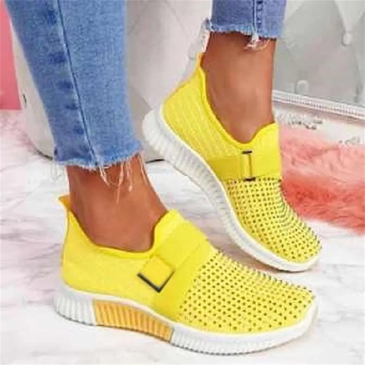 Ladmiple Womens Tennis Shoes Slip on Walking Sock Shoes Comfort Breathable Non-Slip Mesh Casual Fashion Running Sneakers