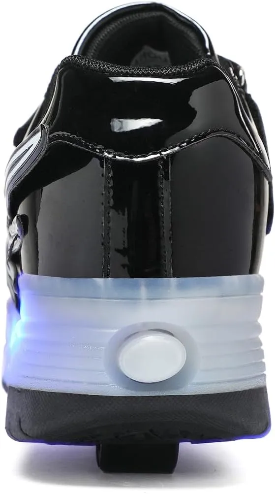 LED Roller Skate Shoes for Kids Boys Girls Light Up Roller Sneakers with Detachable Wheels Rechargeable Flashing Wheeled Shoes