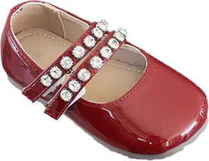 Little Girls Mary Jane Dress Shoes Pearl Toddler Girls Patent Leather Flats for Wedding Party School