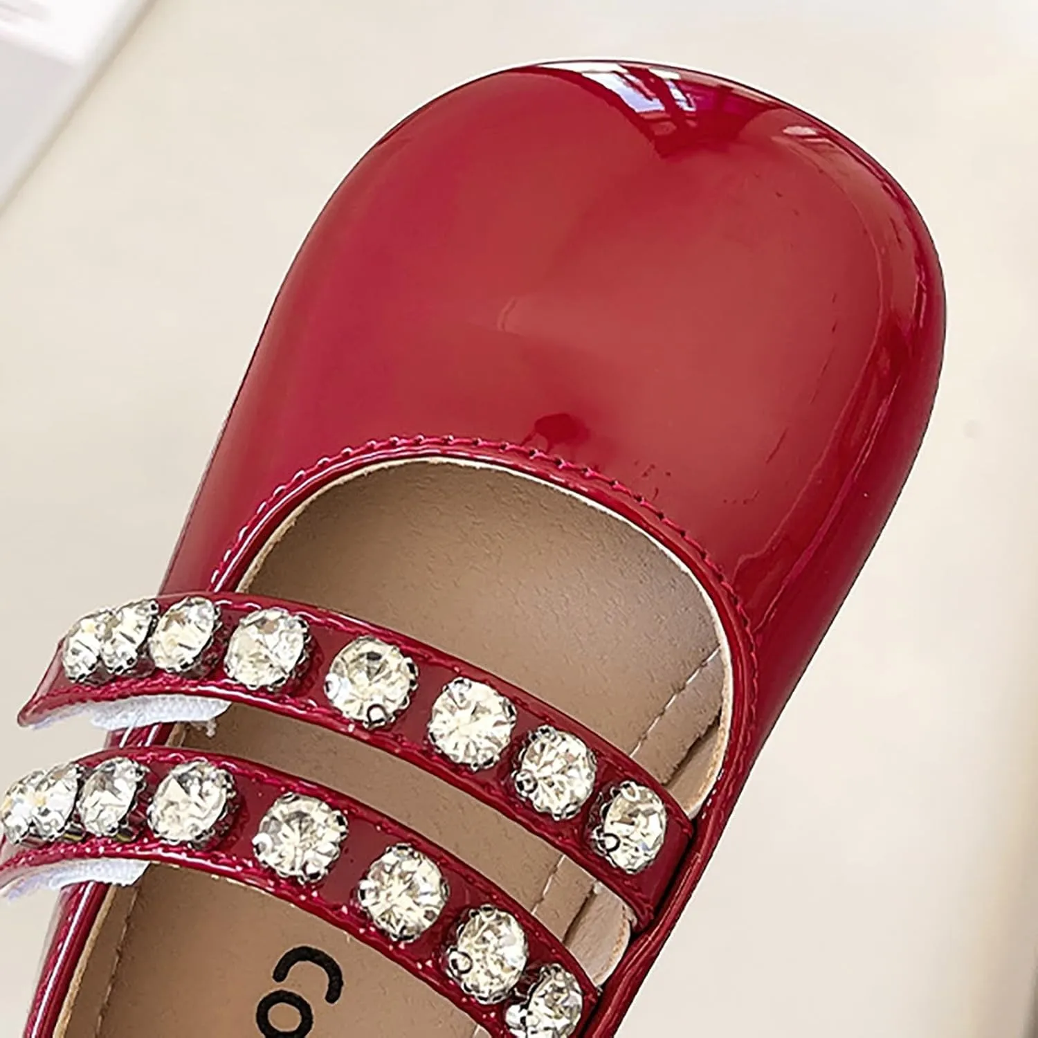 Little Girls Mary Jane Dress Shoes Pearl Toddler Girls Patent Leather Flats for Wedding Party School