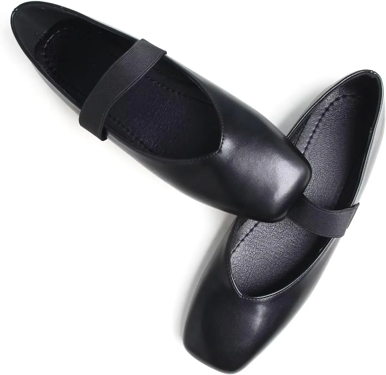 LUXINYU Mary Jane Flats for Women Dressy Retro Square Toe Ankle Strap Ballet Flats Comfortable Patent Leather Shoes