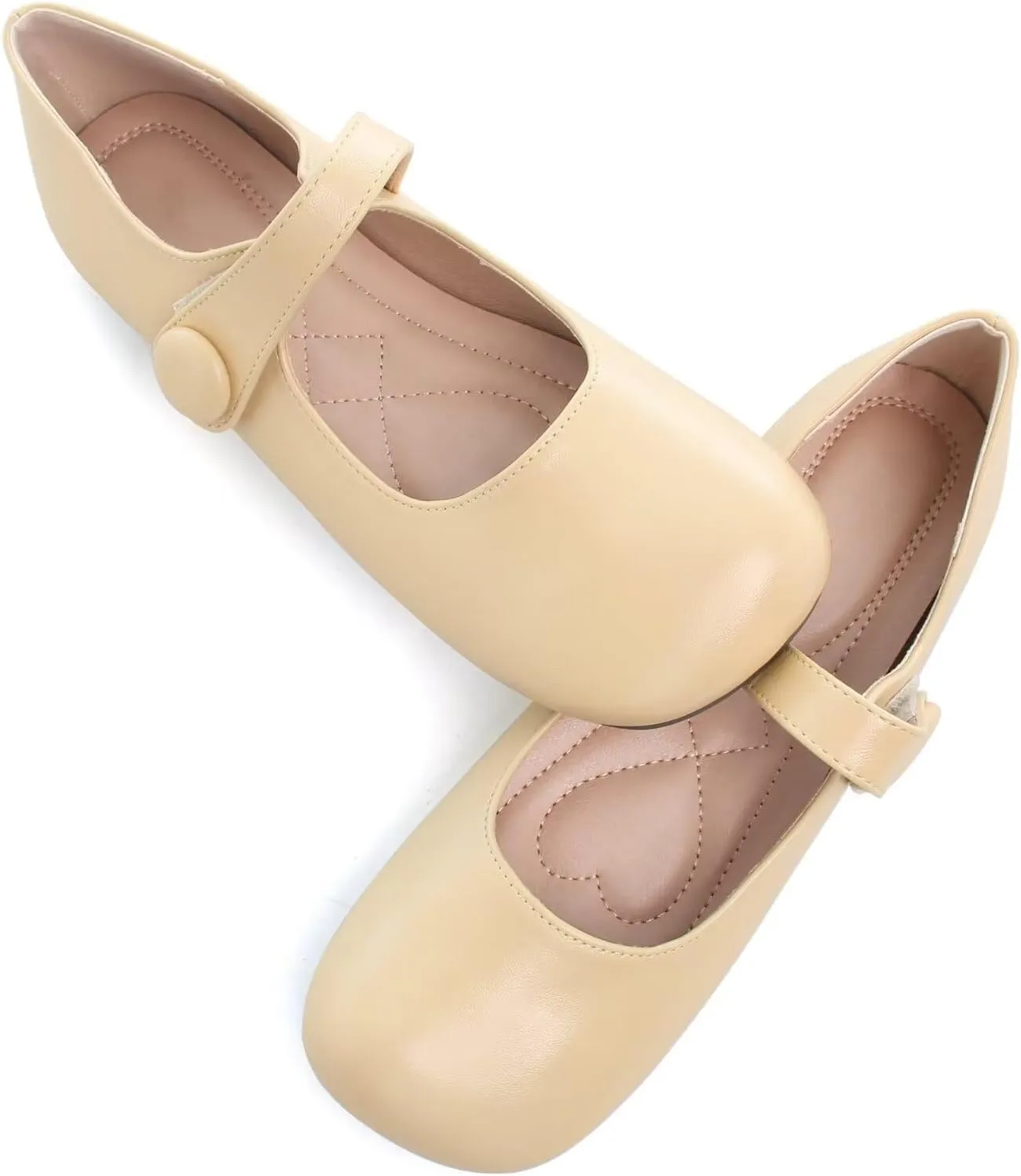 LUXINYU Mary Jane Flats for Women Dressy Retro Square Toe Ankle Strap Ballet Flats Comfortable Patent Leather Shoes
