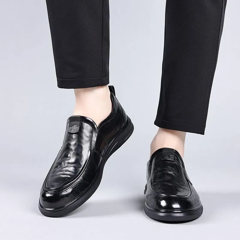 Luxury Plain Toe Men's Dress Shoes Breathable Lining System Business Conferences Formal Luncheons Flexible Rubber Sole