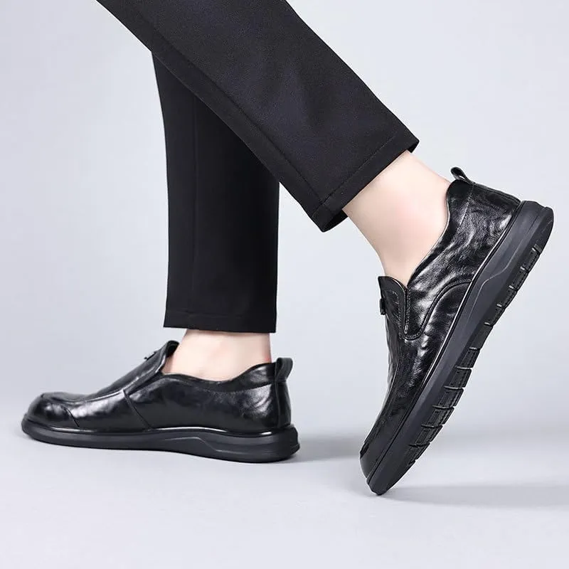 Luxury Plain Toe Men's Dress Shoes Breathable Lining System Business Conferences Formal Luncheons Flexible Rubber Sole