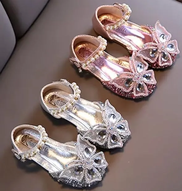 Mary Jane Flats with Rhinestones and Sequin | Flower Girl Shoes, Sparkly Butterfly Accent