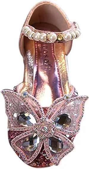 Mary Jane Flats with Rhinestones and Sequin | Flower Girl Shoes, Sparkly Butterfly Accent