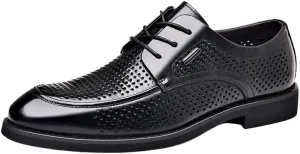 Men Breathable Hollow Casual Shoes Genuine Leather Style Male Lace-up Comfortable Shoe Loafers Men's Shoes Casual Slip on Simple Driving Shoes