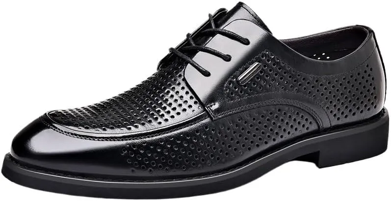 Men Breathable Hollow Casual Shoes Genuine Leather Style Male Lace-up Comfortable Shoe Loafers Men's Shoes Casual Slip on Simple Driving Shoes