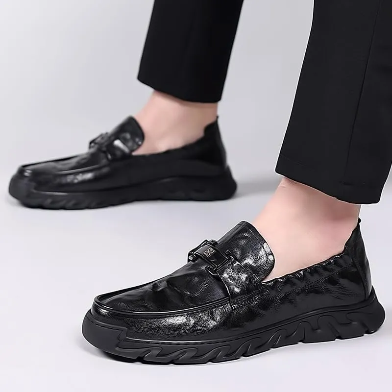 Men Casual Shoes Genuine Leather Style Male Comfortable Shoe Loafers Men's Shoes Casual Slip on Simple Driving Shoes