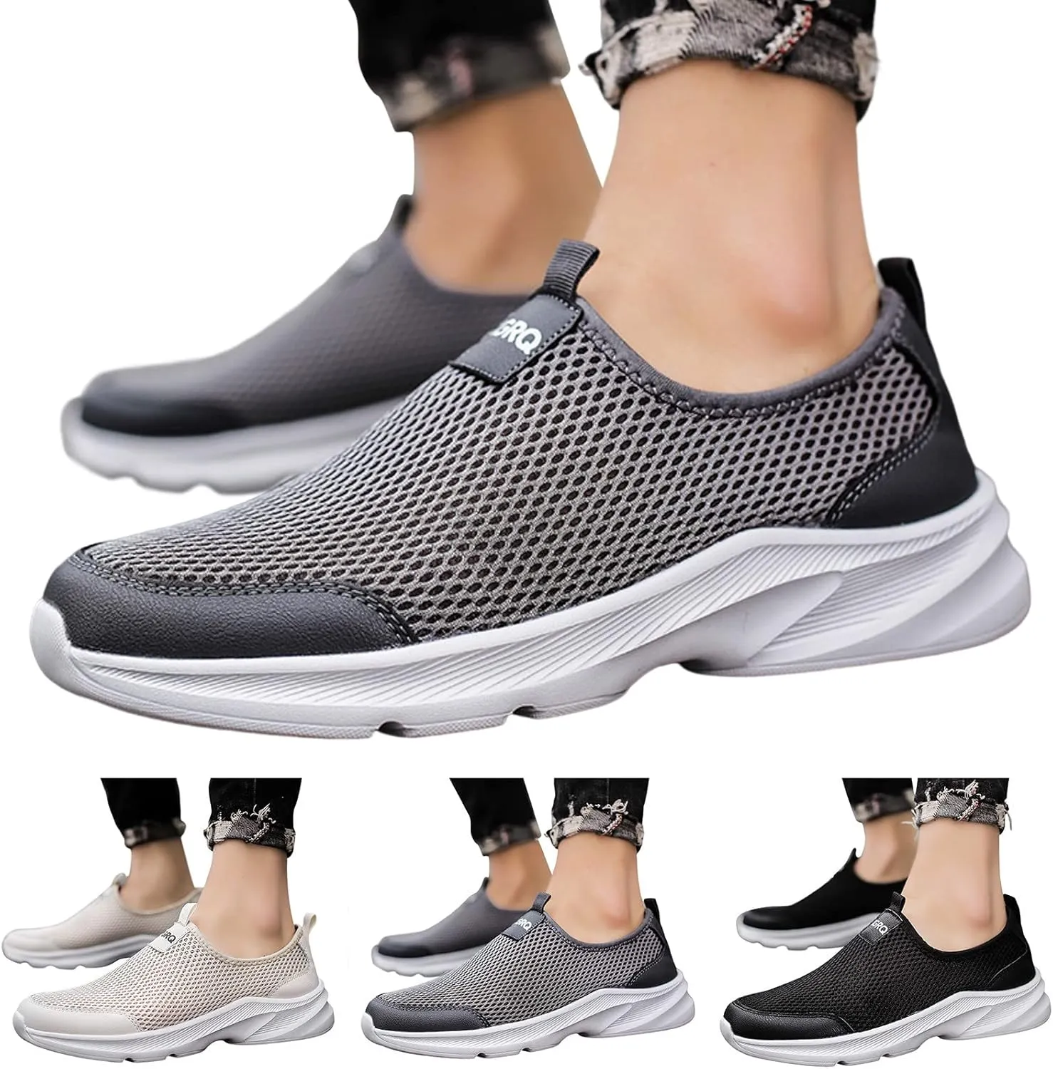 Men Sports Shoes Fashionable Simple and Solid Color The New Pattern Summer Non Slip Thick Mesh Sneaker Shoes Men