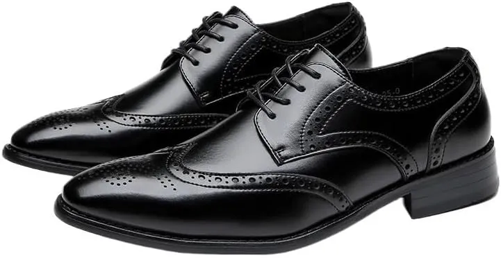 Men's Brogue Oxfords Shoes Men's Genuine Leather Lace Up Oxfords Comfort Wide Round Toe Non-Slip Dress Shoes Breathable Sport Outdoor Footwear